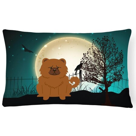 Carolines Treasures Halloween Scary Chow Chow Red Canvas Fabric Decorative Pillow BB2332PW1216